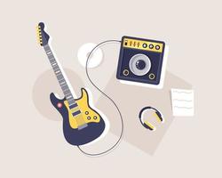 reproducción y escucha de música, ilustración de vector de icono de diseño plano