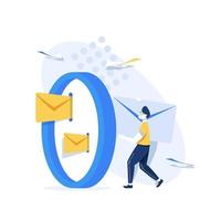 correo electrónico y mensajería, campaña de marketing por correo electrónico, proceso de trabajo, nuevo mensaje de correo electrónico, ilustración de vector de icono de diseño plano