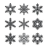 Snowflake icons collection, vector snow symbol set isolated on white background