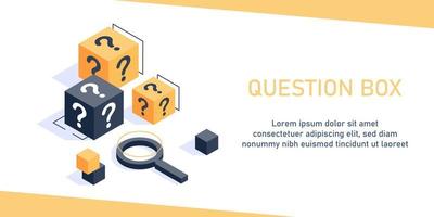 cardboard box with question mark coming out concept,Question Box,isometric,flat design icon vector illustration