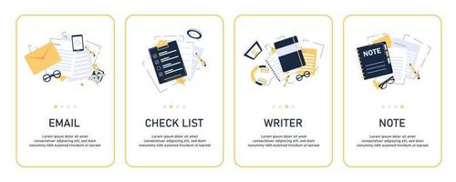 Email and messaging,Check list,Writer,Note,flat design icon vector illustration