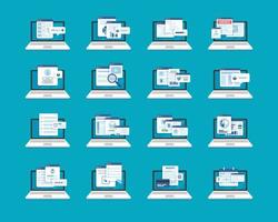 Laptop and document files,Files Attachment Email,Online communicationarchive,flat design icon vector illustration