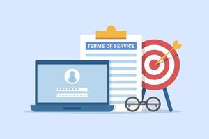 terms of service contract document signed,Clipboard with terms of service document vector