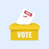 Puts voting ballot in ballot box. Voting and election concept vector