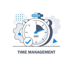 concepto de diseño plano para la gestión del tiempo, la orientación, la planificación del trabajo y la sincronización vector