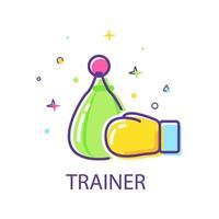 Trainer and equipment,flat design icon vector illustration