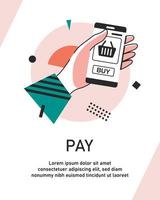 Payment with smartphone icon, online mobile payment,flat design icon vector illustration