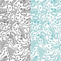 Flat Microelectronics high tech circuit board seamless pattern background vector