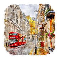 London City United Kingdom Watercolor sketch hand drawn illustration vector