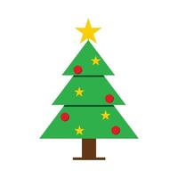 Simple green Christmas tree. Vector illustration on a white background. Modern flat design.