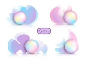 Abstract Background group rainbow colored balls with flat shapes and wavy lines vector illustration