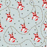 Seamless christmas pattern with santa claus and christmas garland on gray background for wrapping paper or textile print, winter wallpaper for kids vector