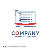 Company Name Logo Design For Api. app. coding. developer. laptop. Blue and red Brand Name Design with place for Tagline. Abstract Creative Logo template for Small and Large Business. vector