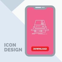 consola. juego. juego de azar. almohadilla. icono de la línea de conducción en el móvil para la página de descarga vector