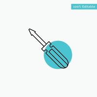 Screw Driver Tool Repair Tools turquoise highlight circle point Vector icon