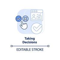 Taking decisions light blue concept icon. Big data processing advantage abstract idea thin line illustration. Isolated outline drawing. Editable stroke. vector