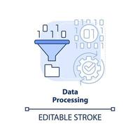 Data processing light blue concept icon. Big data manipulation abstract idea thin line illustration. Generating output. Isolated outline drawing. Editable stroke. vector