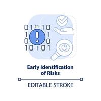 Early identification of risks light blue concept icon. Big data processing advantage abstract idea thin line illustration. Isolated outline drawing. Editable stroke. vector