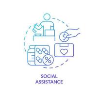 Social assistance blue gradient concept icon. Payments and subsidies. Social protection and support abstract idea thin line illustration. Isolated outline drawing. vector