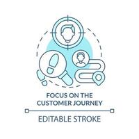 Focus on the customer journey turquoise concept icon. Digital first strategy abstract idea thin line illustration. Isolated outline drawing. Editable stroke. vector