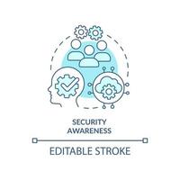 Security awareness turquoise concept icon. Cybersecurity risk control abstract idea thin line illustration. Isolated outline drawing. Editable stroke. vector