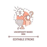 Uncertainty-based risk terracotta concept icon. Type of risk abstract idea thin line illustration. Unpredictable event. Isolated outline drawing. Editable stroke. vector