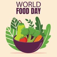 gráfico vectorial ilustrativo de frutas y verduras en un tazón grande, perfecto para el día internacional, día mundial de la comida, celebración, tarjeta de felicitación, etc. vector