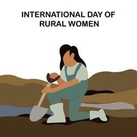 illustration vector graphic of a female farmer is digging the ground with a shovel, perfect for international day, rural women, celebrate, greeting card, etc.