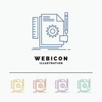 Creative. design. develop. feedback. support 5 Color Line Web Icon Template isolated on white. Vector illustration