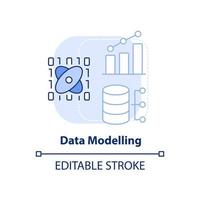 Data modelling light blue concept icon. Data mining abstract idea thin line illustration. Machine learning algorithms. Isolated outline drawing. Editable stroke. vector