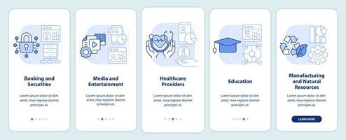 Big data applications light blue onboarding mobile app screen. Service walkthrough 5 steps graphic instructions pages with linear concepts. UI, UX, GUI template. vector