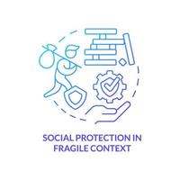 Social protection in fragile context blue gradient concept icon. Social protection activity abstract idea thin line illustration. Isolated outline drawing. vector