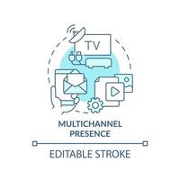 Multichannel presence turquoise concept icon. Online platforms. Digital first pros abstract idea thin line illustration. Isolated outline drawing. Editable stroke. vector