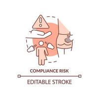 Compliance risk terracotta concept icon. Risk category abstract idea thin line illustration. Illegal practices. Isolated outline drawing. Editable stroke. vector