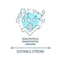 Qualitative and quantitative analysis turquoise concept icon. Risk management abstract idea thin line illustration. Isolated outline drawing. Editable stroke. vector