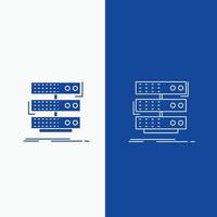 server. storage. rack. database. data Line and Glyph web Button in Blue color Vertical Banner for UI and UX. website or mobile application vector