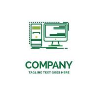 Computer. desktop. hardware. workstation. System Flat Business Logo template. Creative Green Brand Name Design. vector