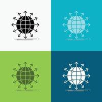 globe. network. arrow. news. worldwide Icon Over Various Background. glyph style design. designed for web and app. Eps 10 vector illustration