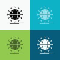 globe. network. arrow. news. worldwide Icon Over Various Background. glyph style design. designed for web and app. Eps 10 vector illustration