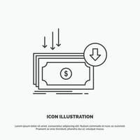 negocio. costo. Corte. gastos. Finanzas. icono de dinero símbolo gris vectorial de línea para ui y ux. sitio web o aplicación móvil vector