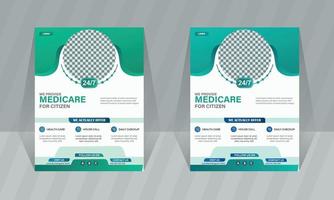 Professional medical healthcare service flyer design template pharmacy brochure cover layout dental clinic presentation a4 size vector poster