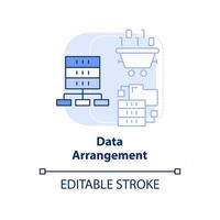 Data arrangement light blue concept icon. Sorting large dataset abstract idea thin line illustration. Computer system. Isolated outline drawing. Editable stroke. vector