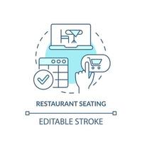 Restaurant seating turquoise concept icon. Table reservation. Digital first service abstract idea thin line illustration. Isolated outline drawing. Editable stroke. vector