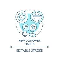 New customer habits turquoise concept icon. Why digital first mindset is essential abstract idea thin line illustration. Isolated outline drawing. Editable stroke. vector