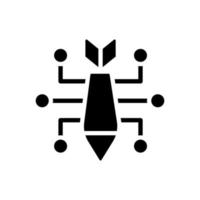 Cyber attack black glyph icon. Cybercrime. Deploy malware and viruses. Hacking activity. Data breach. Silhouette symbol on white space. Solid pictogram. Vector isolated illustration