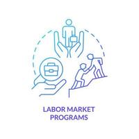 Labor market programs blue gradient concept icon. Providing workplaces to job seekers. Social protection abstract idea thin line illustration. Isolated outline drawing. vector