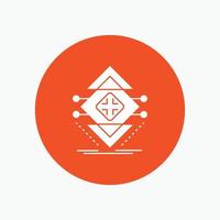 Computing. data. infrastructure. science. structure White Glyph Icon in Circle. Vector Button illustration