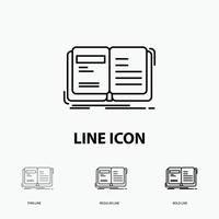 Author. book. open. story. storytelling Icon in Thin. Regular and Bold Line Style. Vector illustration