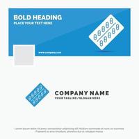 Blue Business Logo Template for medicine. Pill. drugs. tablet. packet. Facebook Timeline Banner Design. vector web banner background illustration