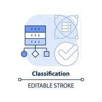 icono de concepto azul claro de clasificación. método de minería de datos idea abstracta ilustración de línea delgada. categorizar aplicaciones. dibujo de contorno aislado. trazo editable. vector